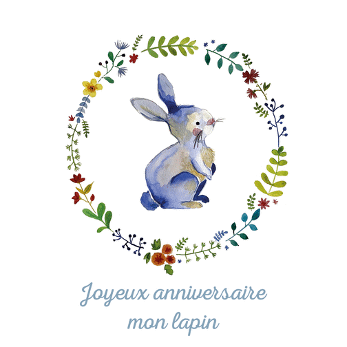 Old English Co. Wildlife Card – Carte D'anniversaire Carrée En Forme De Lapin, Lapin Botanique | Convient Pour Les Amis Et La Famille | Intérieur